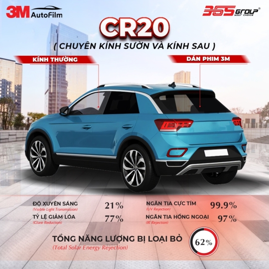 Dán phim cách nhiệt 3M Crystalline CR20 kính sườn